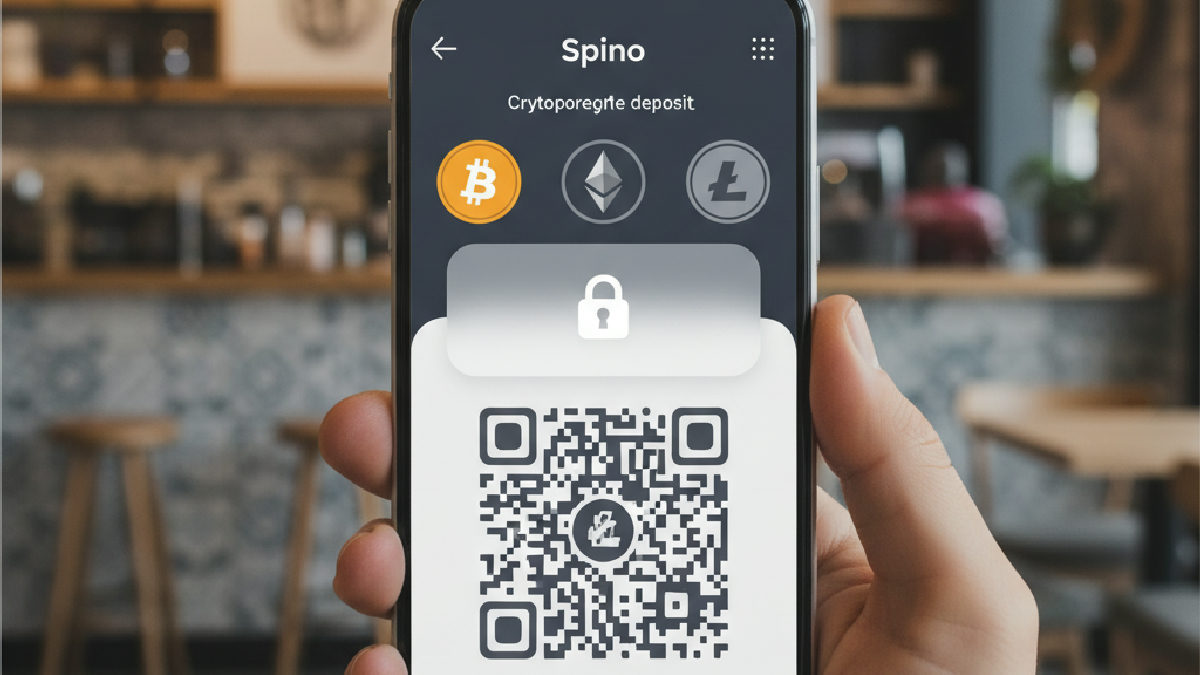 Spino mobil uygulama üzerinden kripto para yatırma işlemleri için güvenli arayüz.